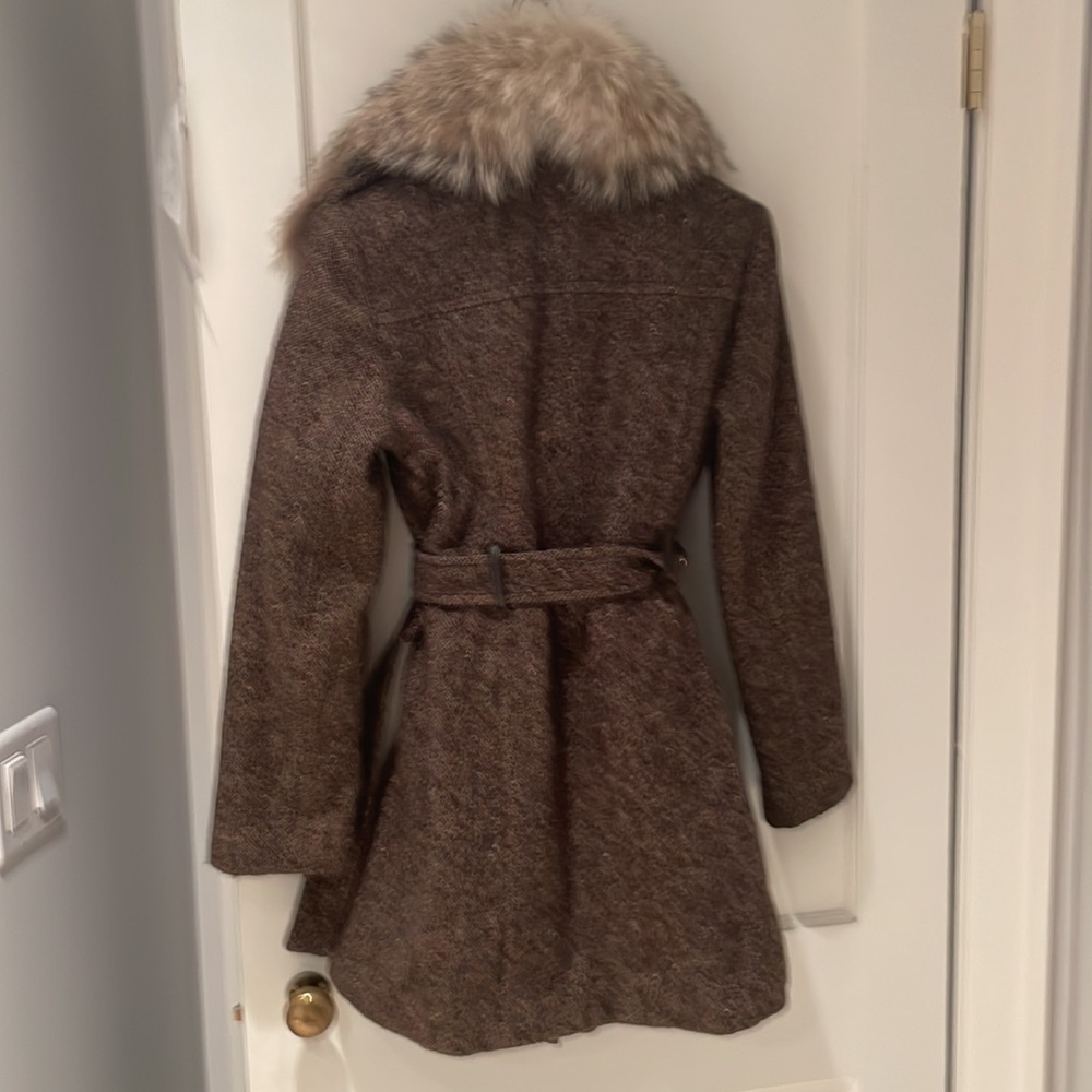 Sold Micheal kors tweed peacoat jacket with vegan leather but real fur looks - Picture 8 of 8